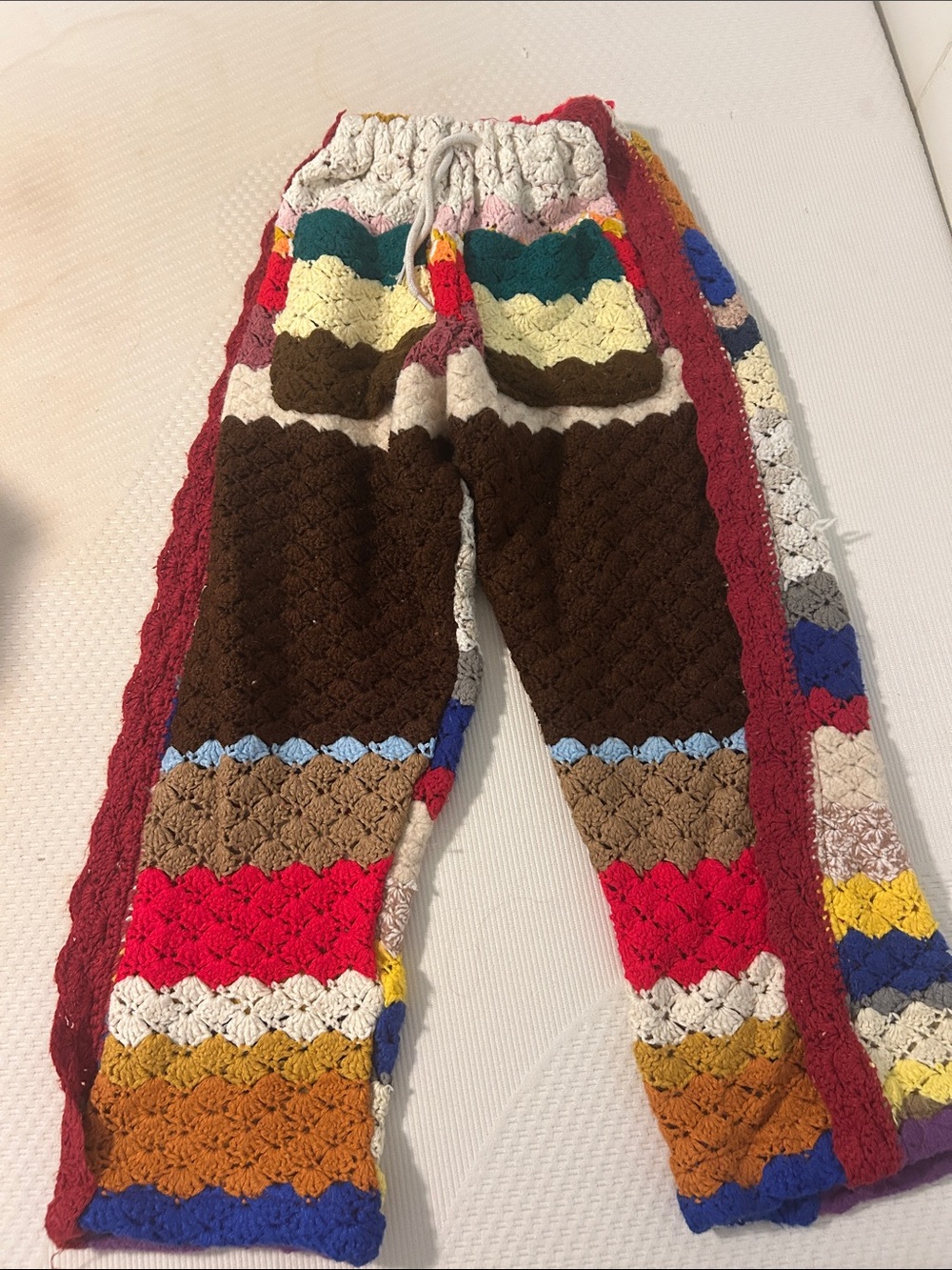 Colorful Handmade Crochet Patchwork Pants